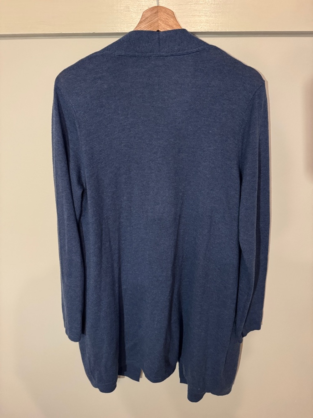 J. Jill Blue Open Front Cardigan Silk Wool Cotton Blend Lightweight Pockets M - Picture 6 of 6